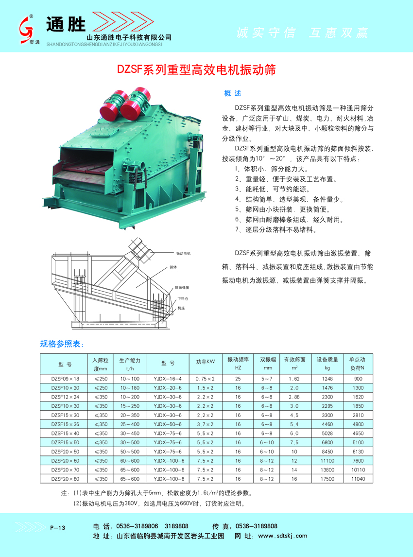 DZSF系列重型高效電機(jī)振動篩
